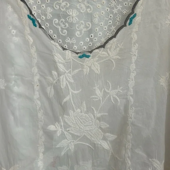 Sheer! Johnny Was Elegant White Embroidered Women's Top - Picture 2 of 7